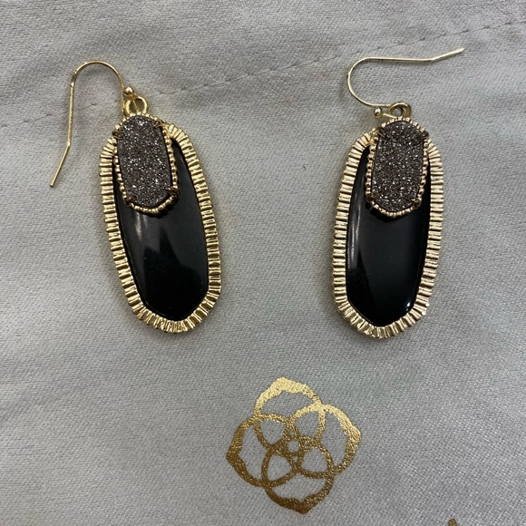 ✨Retired Kendra Scott Earrings | black + drusy - Picture 1 of 3